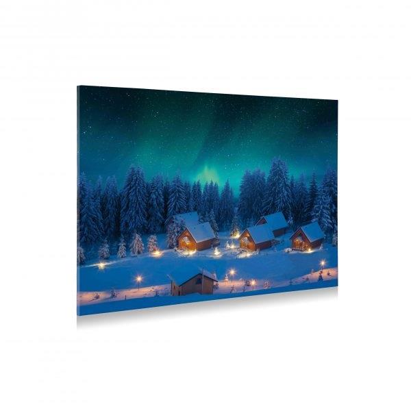 POSTER CANVAS ILLUMINATO EFFETTO LUCE NORD 76X56 CM