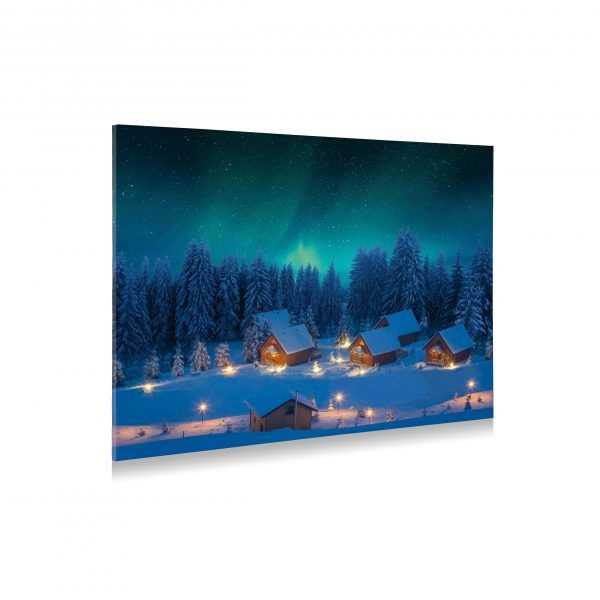 POSTER CANVAS ILLUMINATO EFFETTO LUCE NORD 76X56 CM