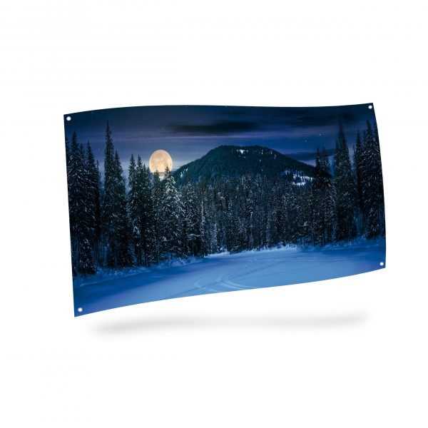 POSTER MAXI IN TELA TESSILE - PAESAGGIO MONTAGNA NOTTE 150x7