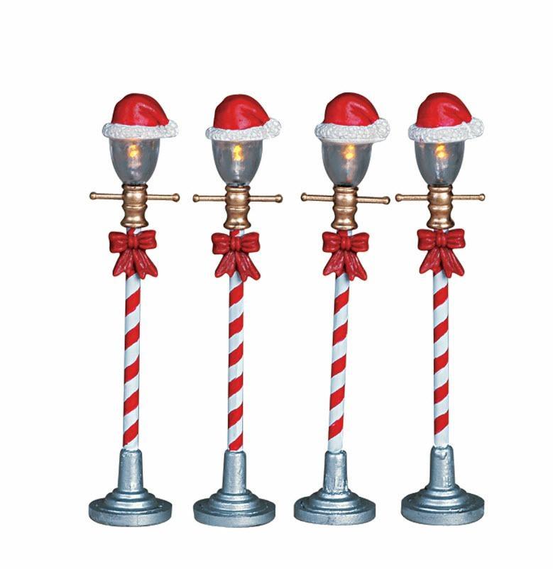 SANTA HAT STREET LAMP, SET OF 4, B/O (4.5V)