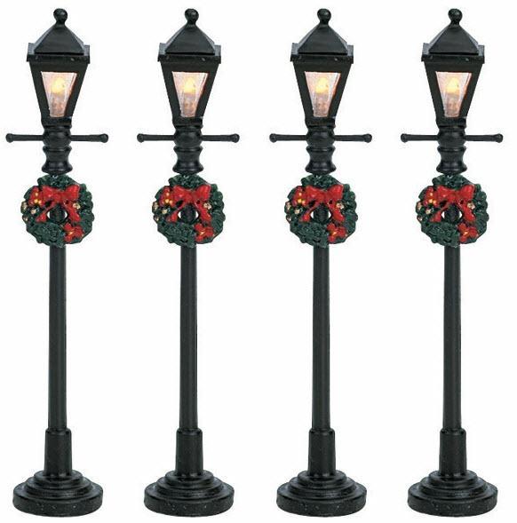 GAS LANTERN STREET LAMP, SET OF 4, B/O (4.5V)