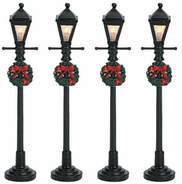 GAS LANTERN STREET LAMP, SET OF 4, B/O (4.5V)