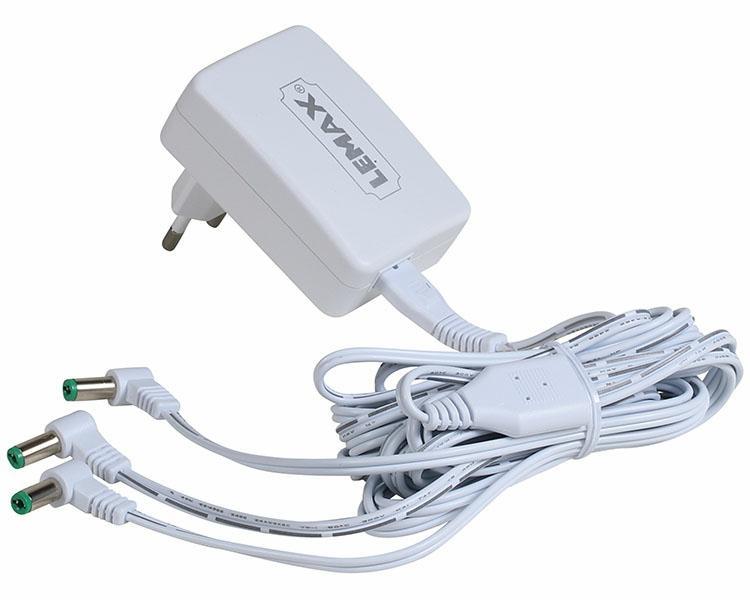 POWER ADAPTOR, 4.5V, WHITE, 3-OUTPUT, FIXED PLUG, GS