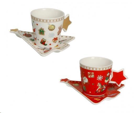 SET 2 PZ TAZZINA CAFFE' CHICCHI E BALOCCHI PORCELLANA