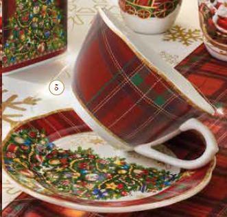 TAZZA COLAZIONE CON PIATTINO CHRISTMAS GHIRLANDA PORCELLANA