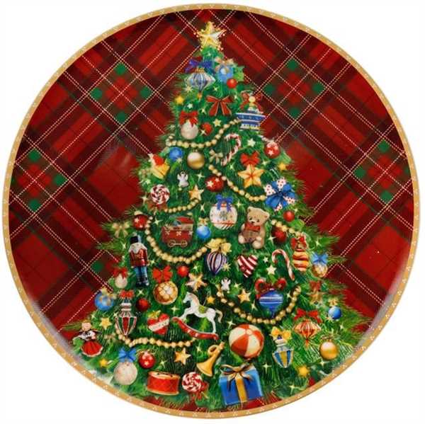 PIATTO PORTATA CHRISTMAS TARTAN PORCELLANA CM.D30