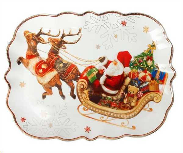 VASSOIO CHRISTMAS SLITTA PORCELLANA CM.33,5X25