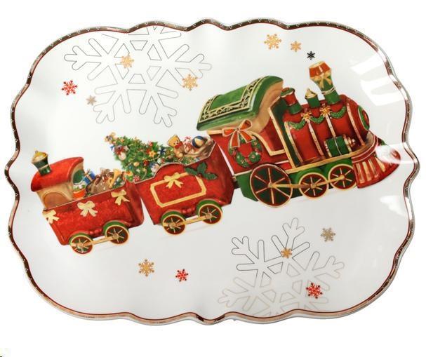 VASSOIO CHRISTMAS TRENINO PORCELLANA CM.33,5X25