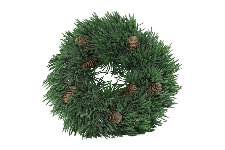 CORONA PICEA CON PIGNE S CM.Ø24X5H VERDE