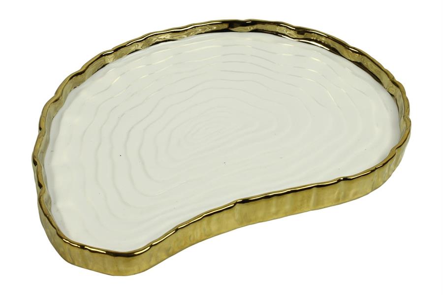 PIATTO DA FRUTTA VERE S PORCELLANA CM.27,5X21X2H BIANCO/ORO