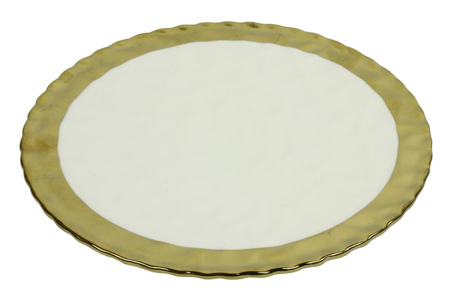 PLATEAU VERE S PORCELLANA CM.Ø19X2H BIANCO/ORO