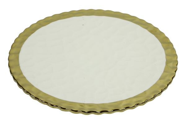 PLATEAU VERE M PORCELLANA CM.Ø25X2H BIANCO/ORO