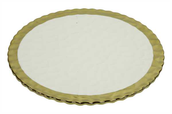 PLATEAU VERE M PORCELLANA CM.Ø25X2H BIANCO/ORO