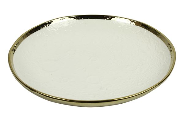 CIOTOLA VERE L PORCELLANA CM.Ø34,5X6H BIANCO/ORO