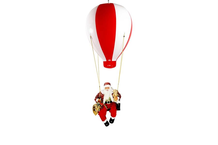 MONGOLFIERA CON BABBO NATALE NIKO LED XL METALLO CM.Ø98X220H