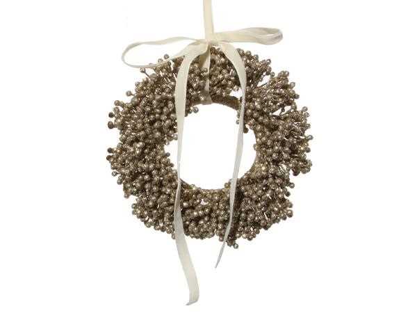 GLITTER BERRY WREATH ORNAMENT CHAMPAGNE CHAMPAGNE