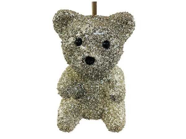 DECORO VETRO ORSO GLITTER 17CM SILVER