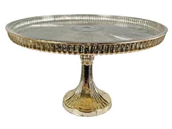 ALZATA TORTA VETRO D.CM.40XH.22 GOLD/ANTIQUE SILVER