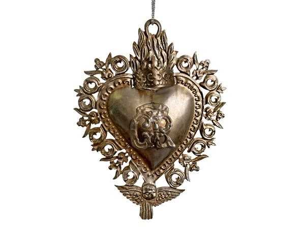 CUORE METALLO 16,5CM  ANTIQUE SILVER