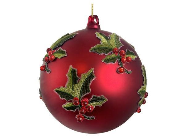 PALLINA NATALE VETRO HOLY 12CM ROSSO