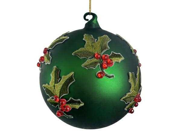 PALLINA NATALE VETRO HOLY 12CM VERDE