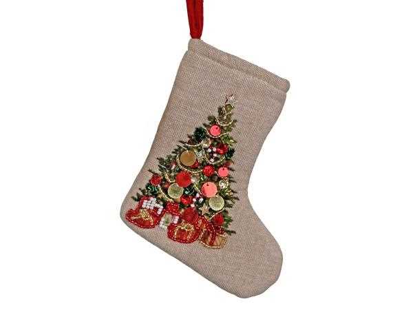 CALZA BEFANA CON ALBERO 16,5CM GRIGIO