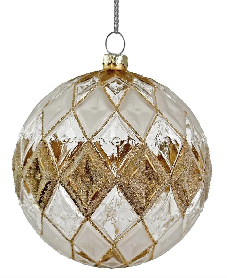 PALLINA NATALE VETRO RHOMBUS 10CM ORO