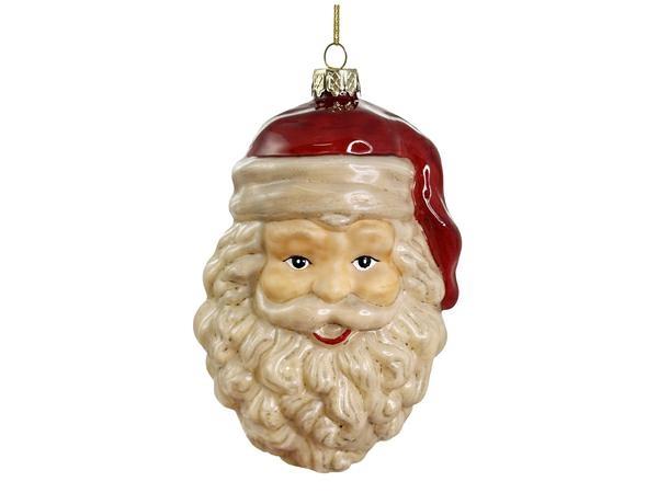 DECORO BABBO NATALE VETRO 13CM ROSSO