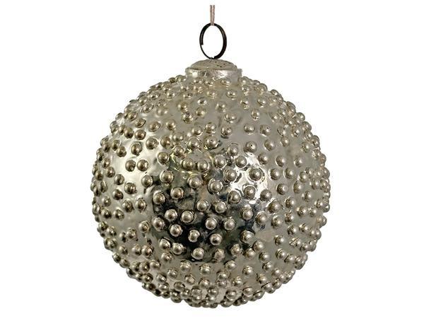 PALLINA NATALE VETRO PUNTINI 12CM SILVER