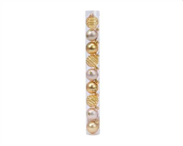 CONFEZIONE 9 PALLINE NATALE VETRO DIA3CM GOLD/PEARL