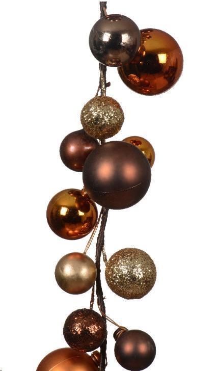 GHIRLANDA NATALE PALLINE PLASTICA CM Ø6 H180 GOLD/BROWN