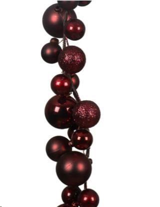 GHIRLANDA NATALE PALLINE PLASTICA CM Ø6 H180 OXBLOOD