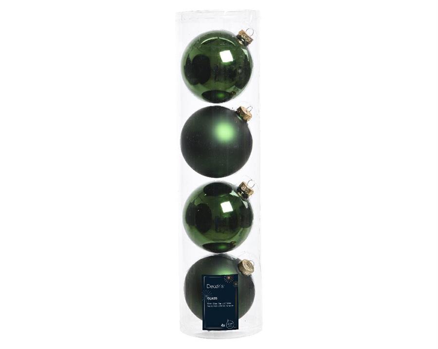 CONFEZIONE 4 PALLINE NATALE VETRO DIA10CM PINE GREEN