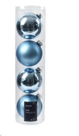 CONFEZIONE 4 PALLINE NATALE VETRO DIA10CM BLUE ICE