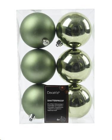 CONFEZIONE 6 PALLINE NATALE PLASTICA DIA8CM ROSEMARY GREEN