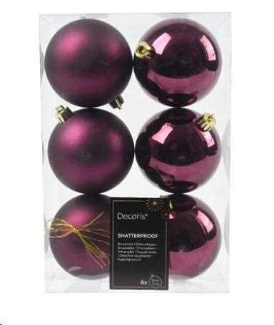 CONFEZIONE 6 PALLINE DI NATALE PLASTICA DIA8CM DARK MAUVE