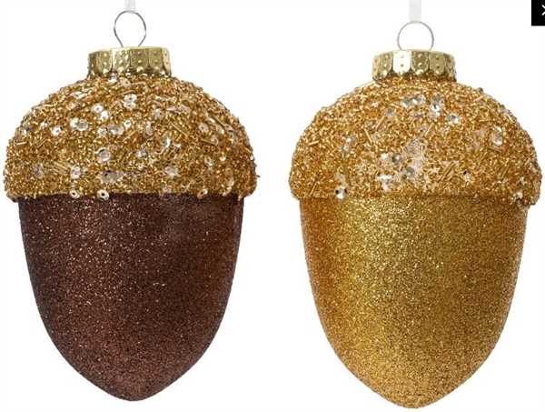 PIGNA GLITTER E PERLINE ORO/MARRONE CM.D10X12,5H