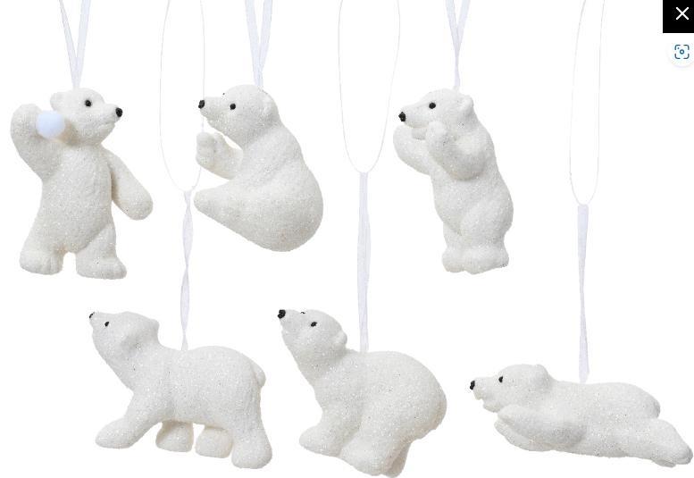 ORSO POLARE BIANCO FLOCCATO CM.8X6H 6 MODELLI ASSORTITI