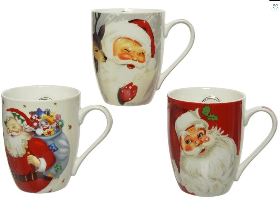 TAZZA PORCELLANA BABBO NATALE CM.12X8,3X10H 3 ASSORTITI