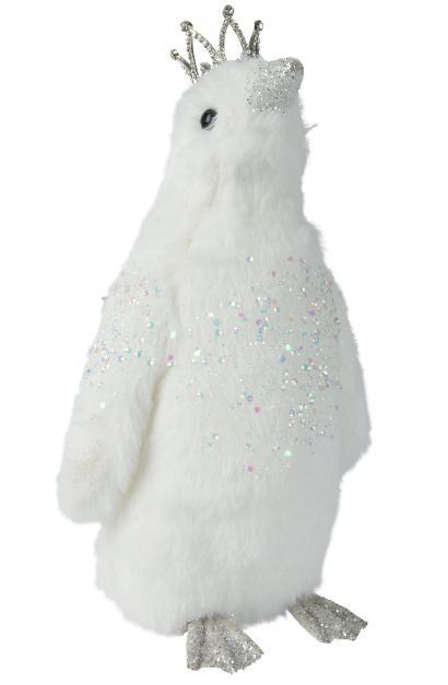 PINGUINO DECORATIVO GLITTER CM.30H BIANCO