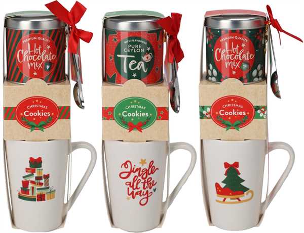 GIFT SET TRADITIONAL MUG CON BISCOTTI E CIOCC.CALDA/THE' (3A