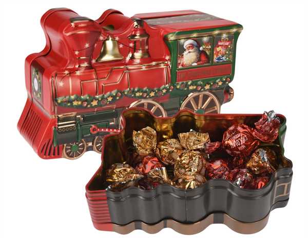 SCATOLA IN LATTA TRENO DI BABBO NATALE CON CIOCCOLATINI