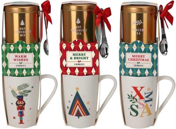 GIFT SET CHRISTMAS MUG CON BISCOTTI E CIOCC.CALDA/THE' (3 AS