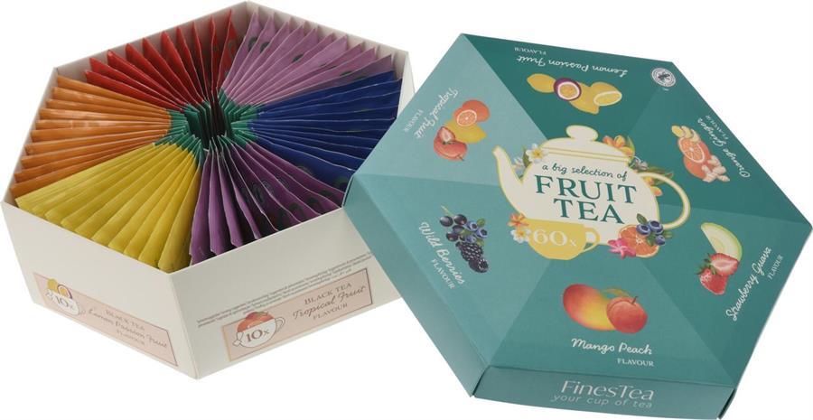 CONFEZIONE ESAGONALE SELEZIONE DI THE' ALLA FRUTTA (60 BUSTI