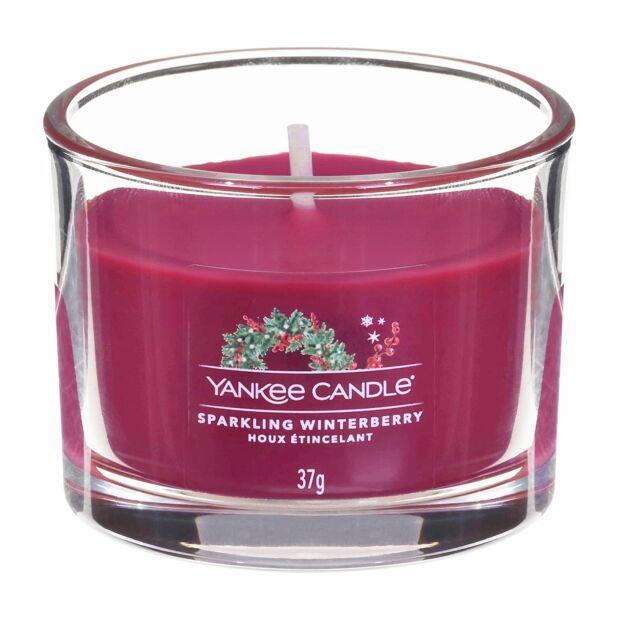 SINGLE FILLED VOTIVE SPARKLING WINTERBERRY