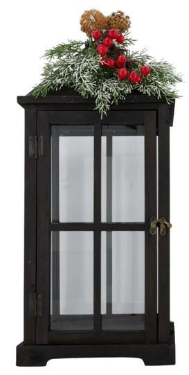 LANTERNA LEGNO DECORO NATALE 24X24X56.5CM NERO