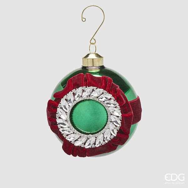 PALLINA DI NATALE VETRO STRASS CM.D10 VERDE