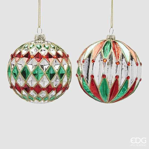 PALLINA DI NATALE ROMBI CM.D10 2MOD. ASSORTITI VERDE/ROSSO