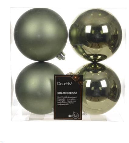 CONFEZIONE 4 PALLINE NATALE PLASTICA DIA10CM ROSEMARY GREEN