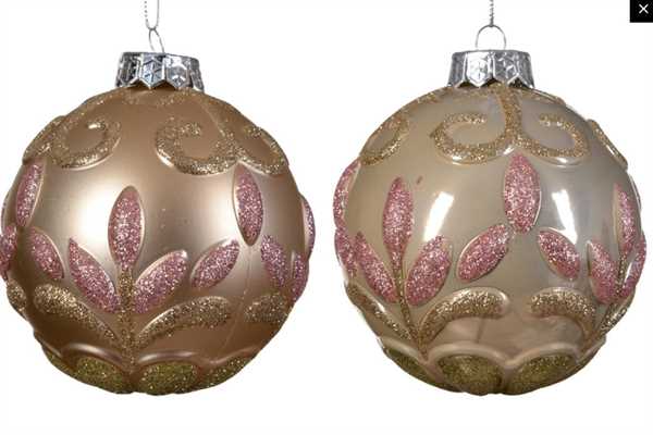 PALLINA PLASTICA CON FIORI GLITTER CM.D10 PERLA